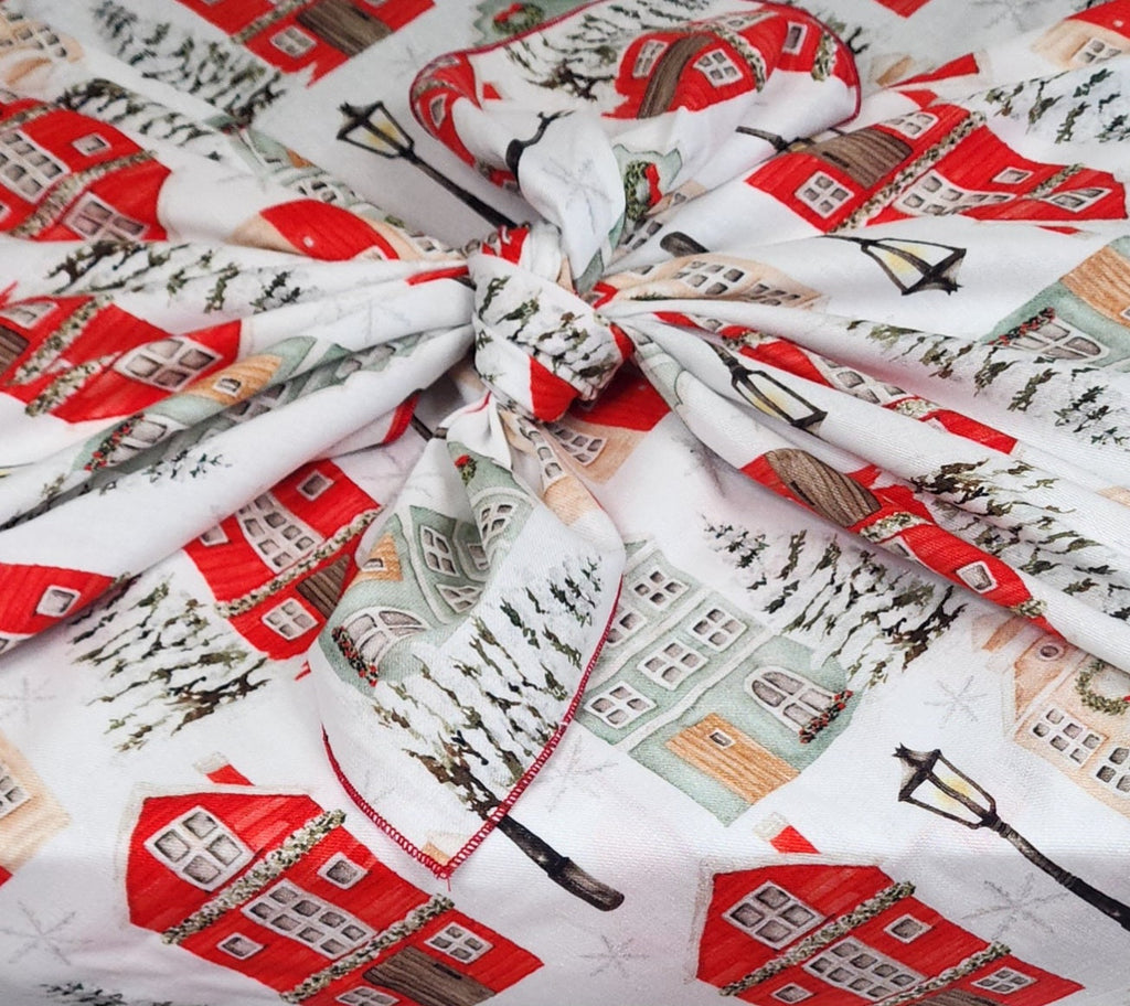 Christmas Cottages - 4 Furoshiki Gift Wraps