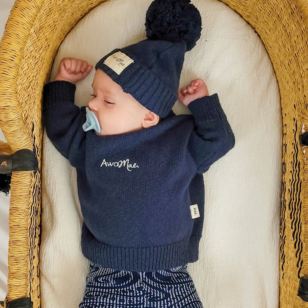 Textured Cotton Jumper - Midnight - The Better Kiwi Co
