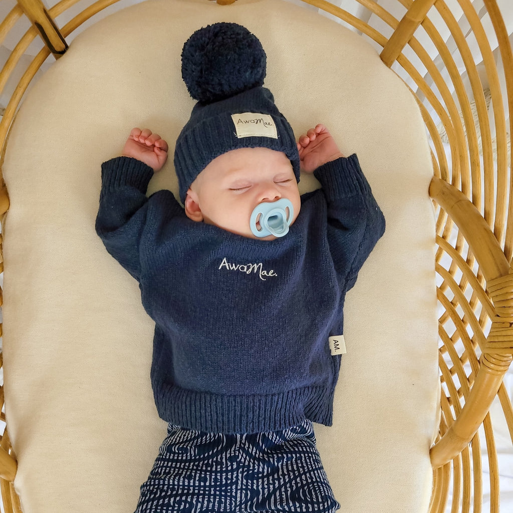 Textured Cotton Jumper - Midnight - The Better Kiwi Co