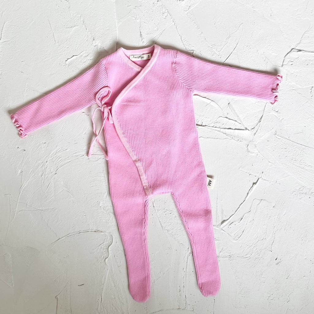 Basics ribbed knit onesie- Cherry Blossom - The Better Kiwi Co