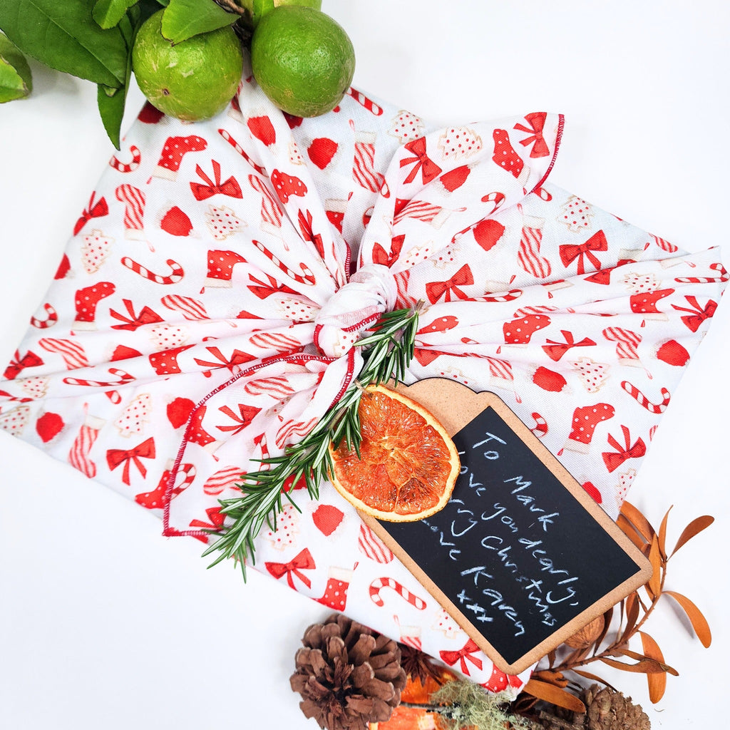 Christmas Cookies and Candy - 4 Furoshiki Gift Wraps