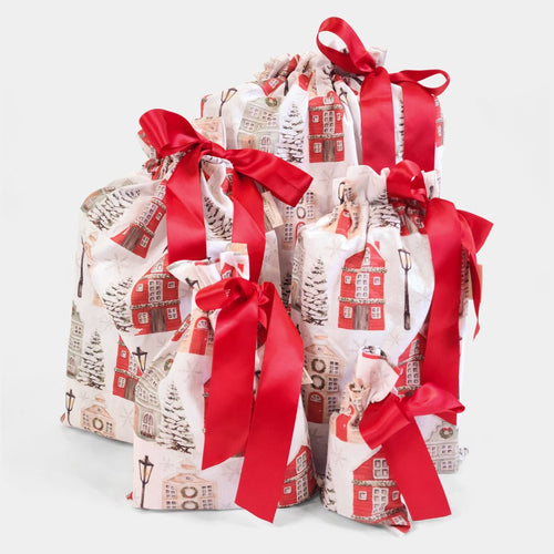 Christmas Cottages (Reusable Gift Bag Set) - The Better Kiwi Co