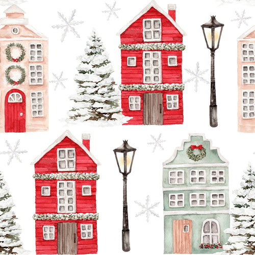 Christmas Cottages - 4 Furoshiki Gift Wraps
