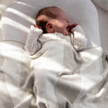 Knit blanket - Large stripes milk and mist - The Better Kiwi Co