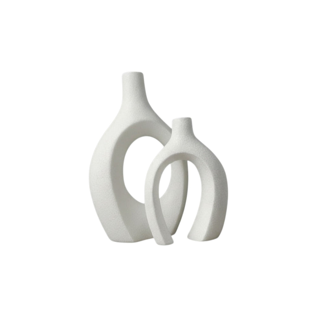 Frankly Cotton Ceramic Black Sculptural Vase Set (2-Piece)