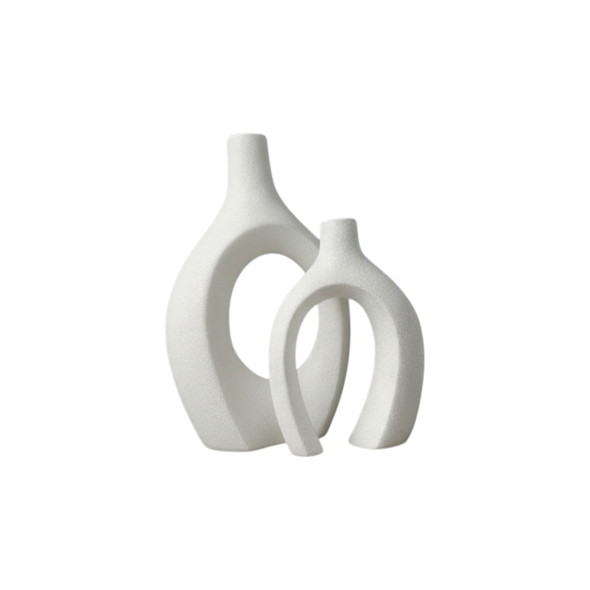 Frankly Cotton Ceramic Black Sculptural Vase Set (2-Piece)