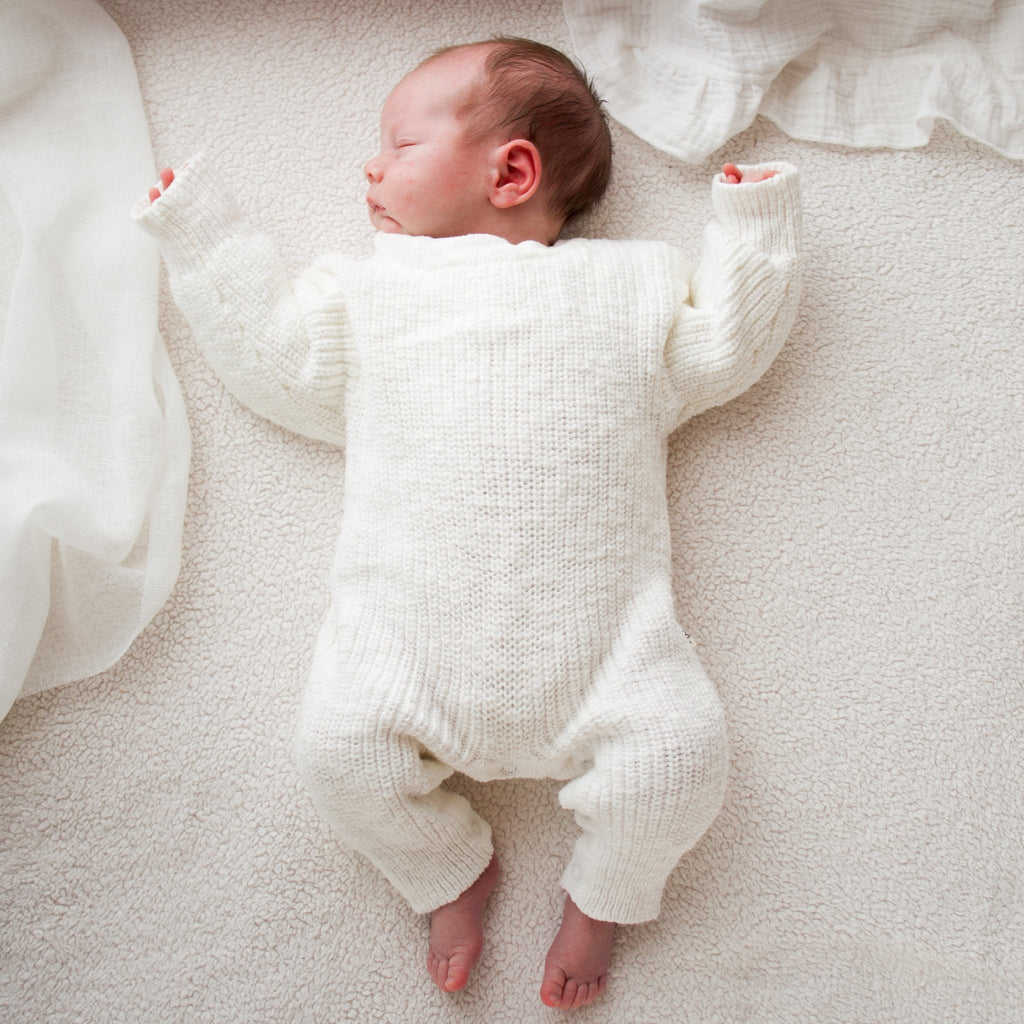 Classic chunky knit romper - Snow - The Better Kiwi Co