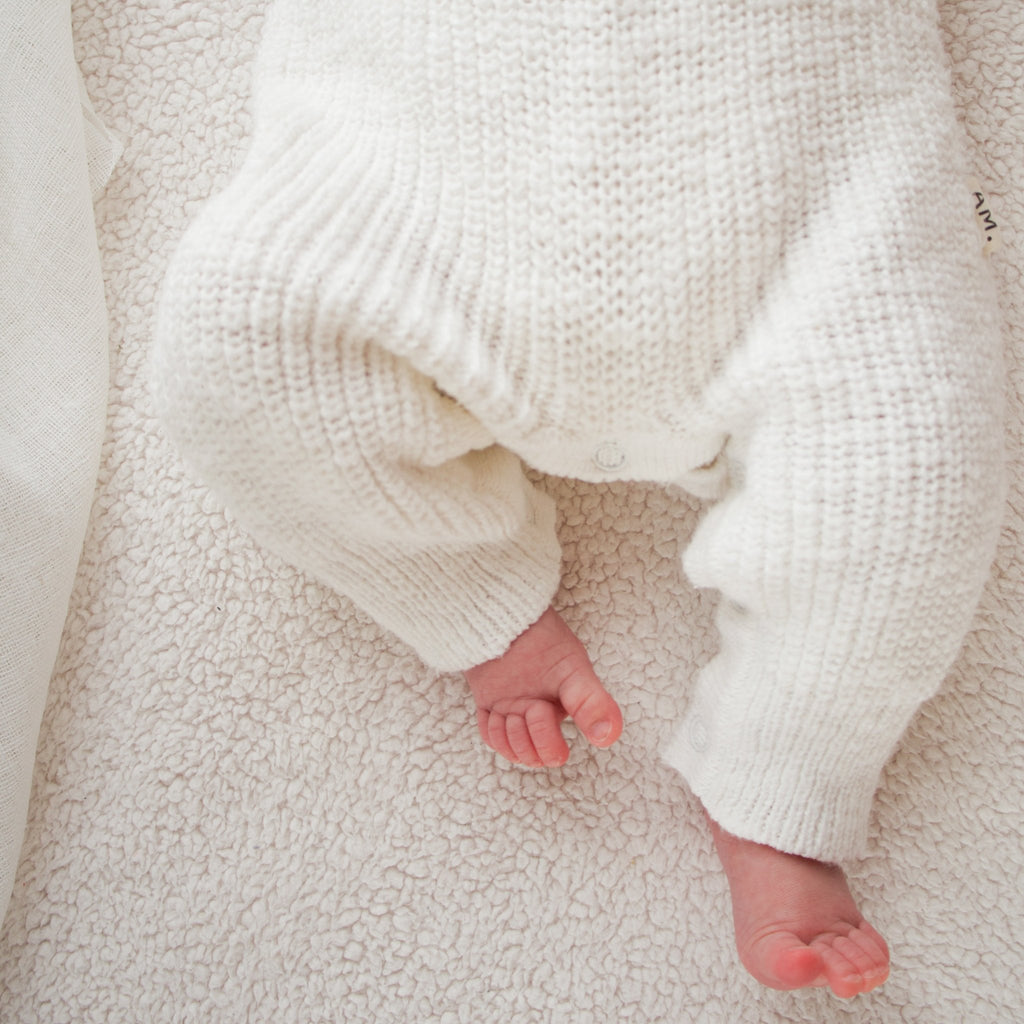 Classic chunky knit romper - Snow - The Better Kiwi Co
