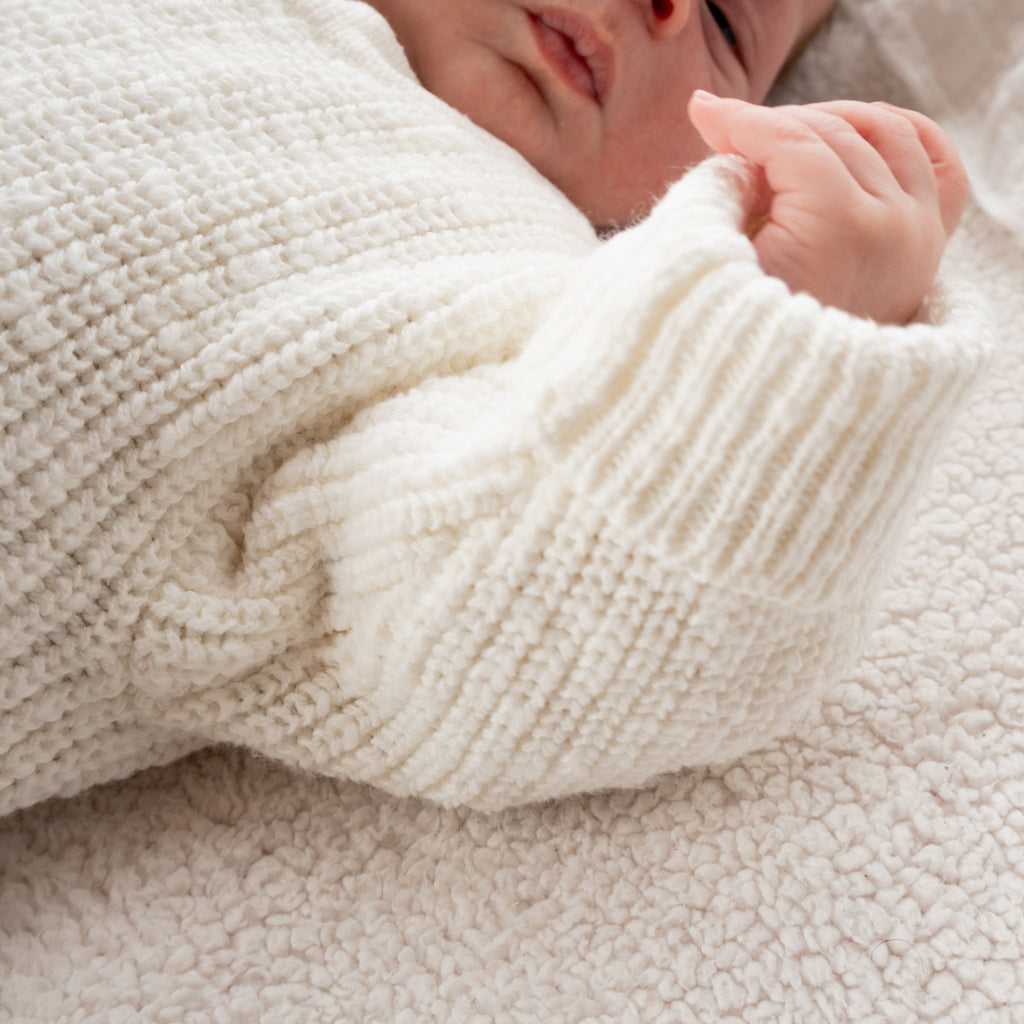 Classic chunky knit romper - Snow - The Better Kiwi Co