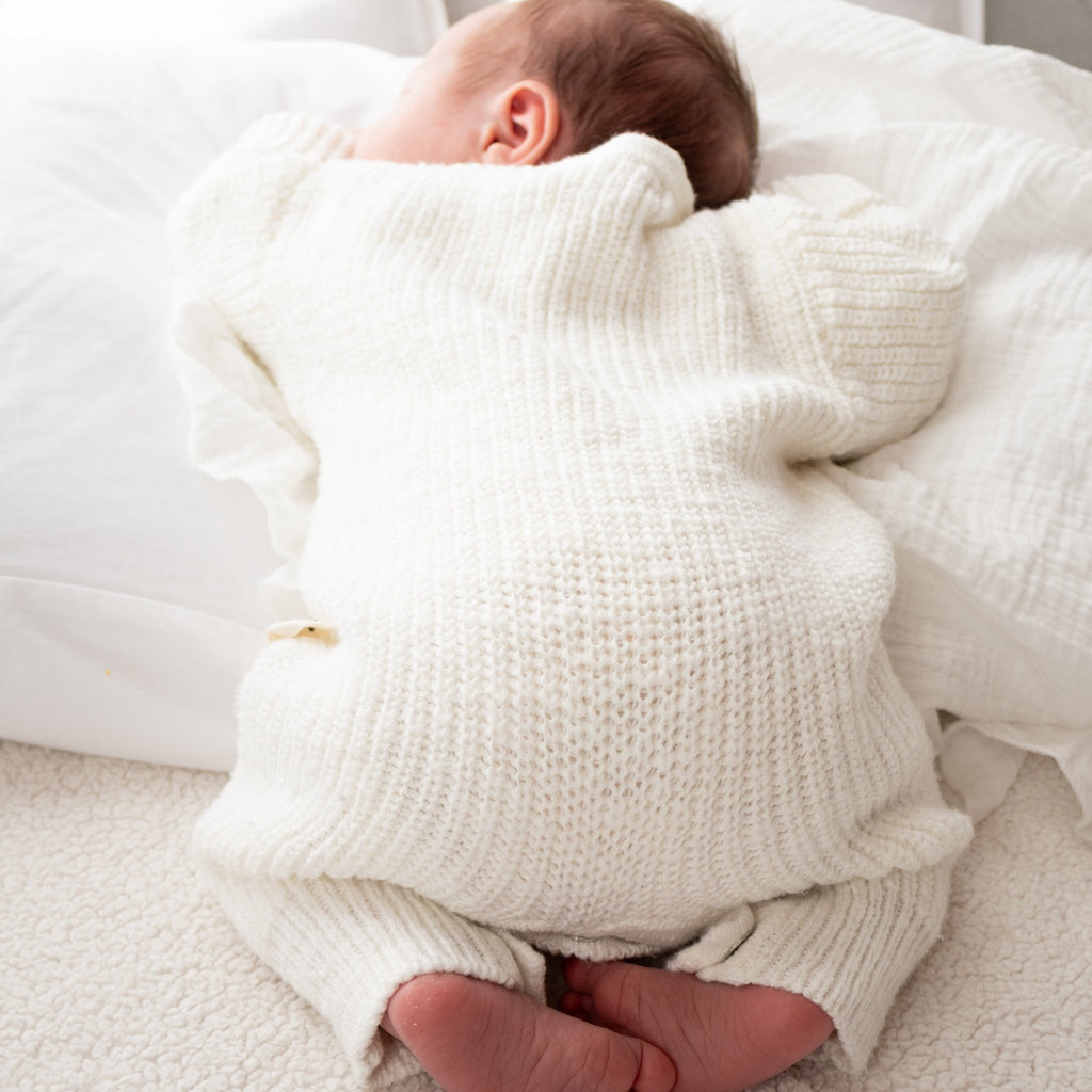 Classic chunky knit romper - Snow - The Better Kiwi Co