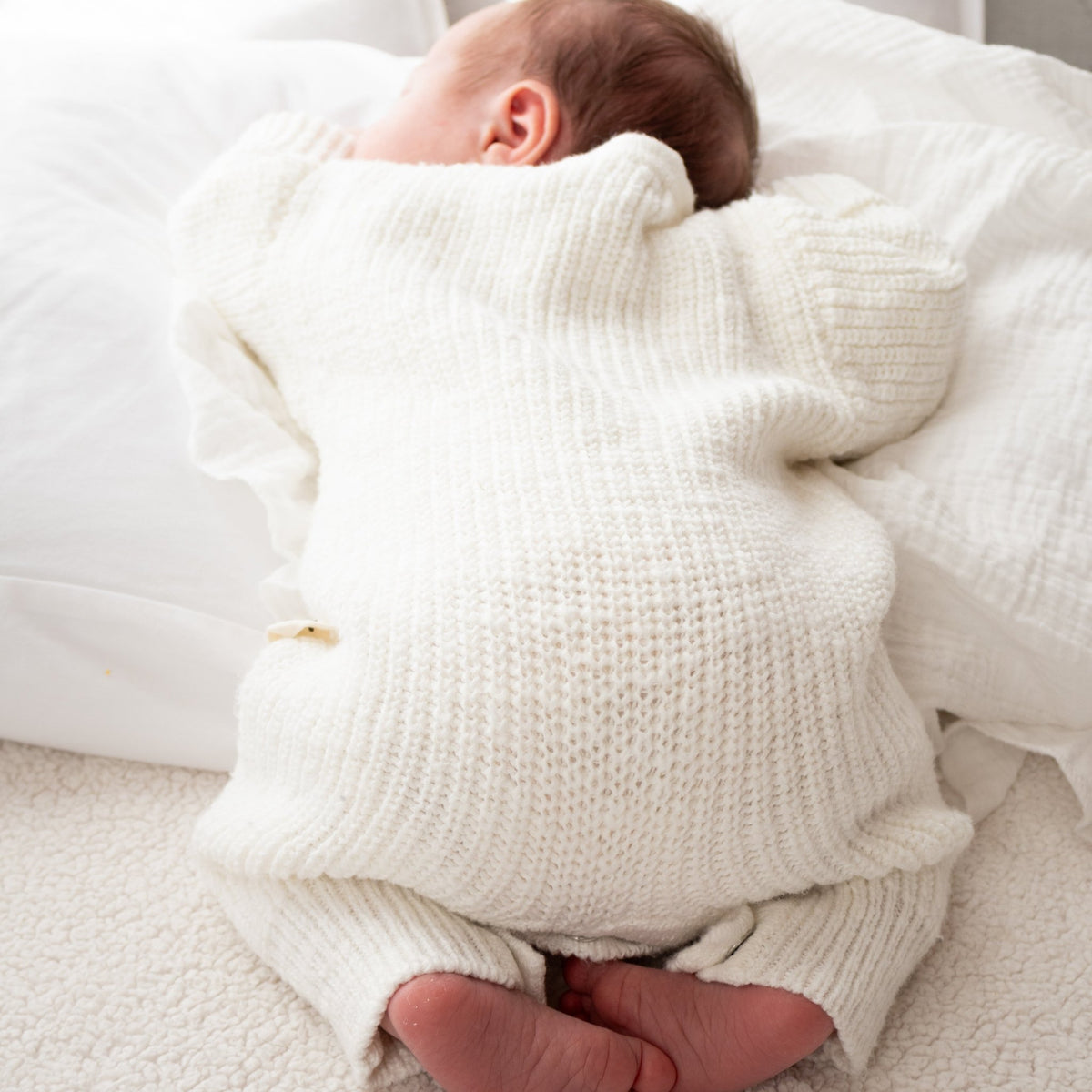 Classic chunky knit romper - Snow - The Better Kiwi Co