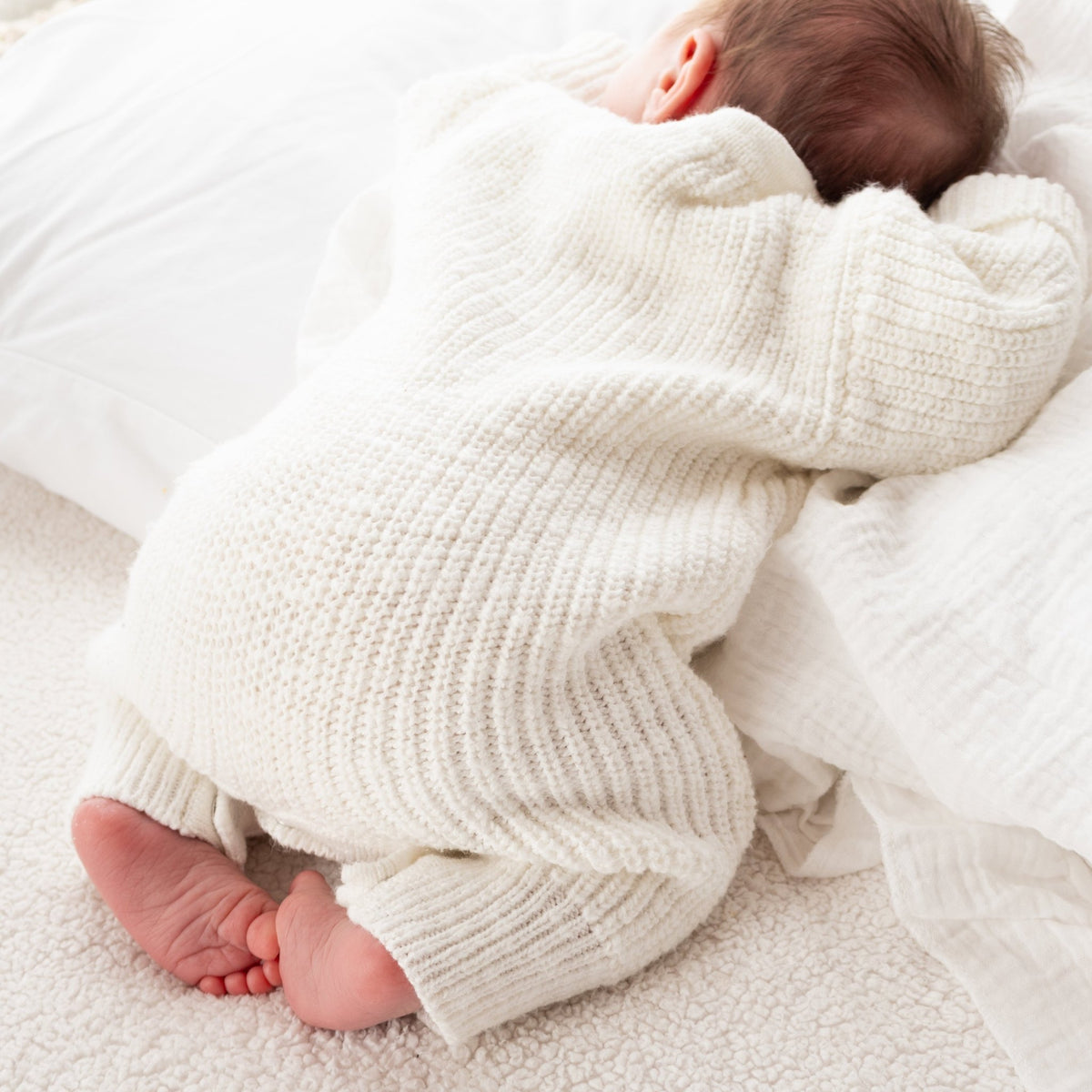 Classic chunky knit romper - Snow - The Better Kiwi Co