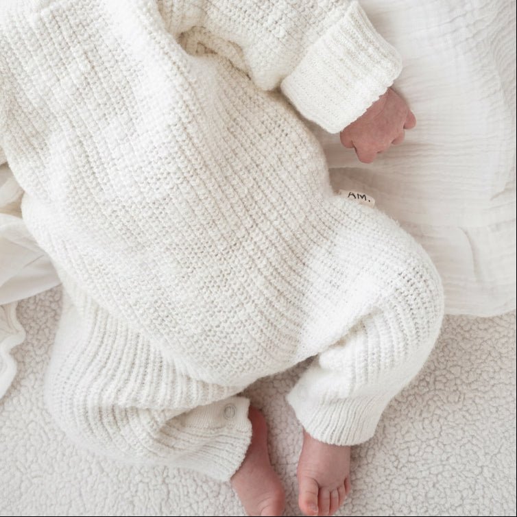 Classic chunky knit romper - Snow - The Better Kiwi Co