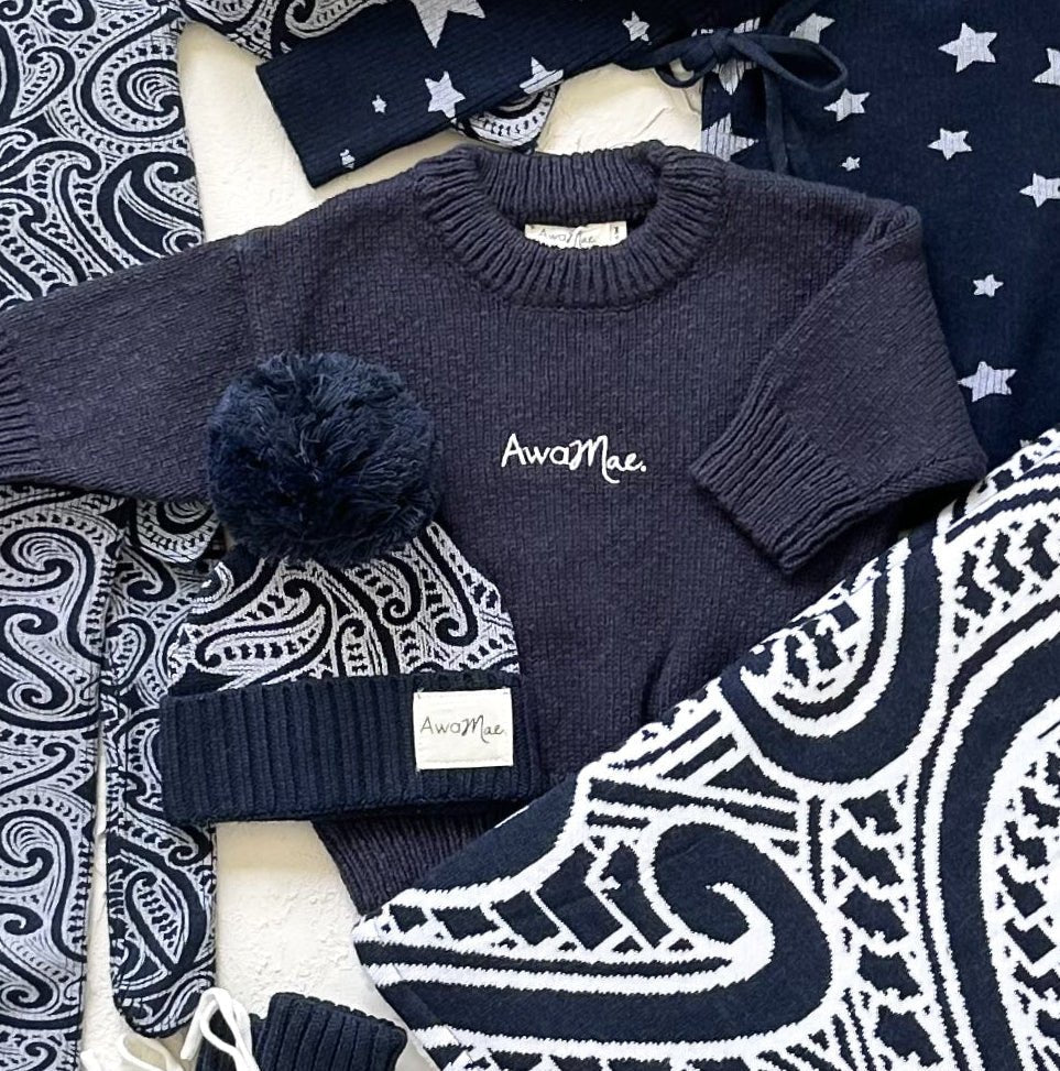 Textured Cotton Jumper - Midnight - The Better Kiwi Co