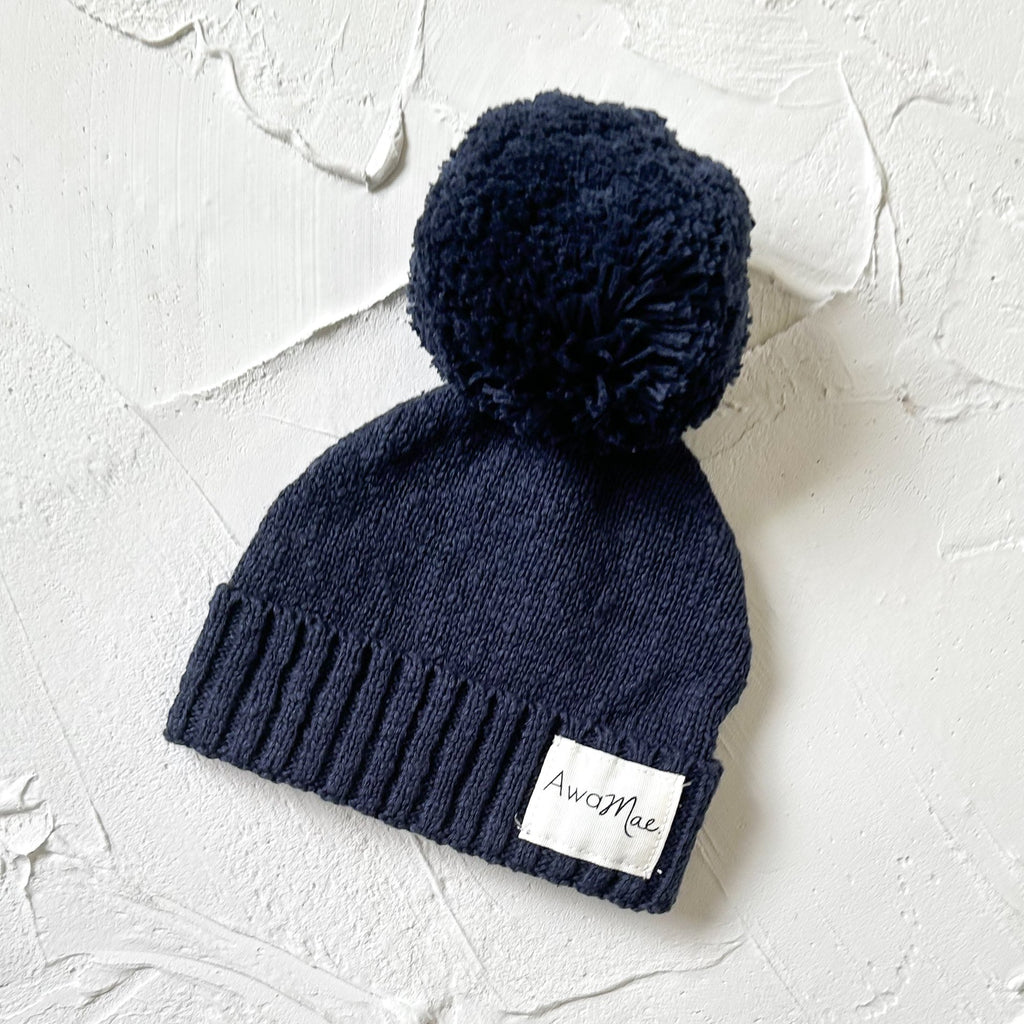 Textured cotton Beanie - Midnight - The Better Kiwi Co