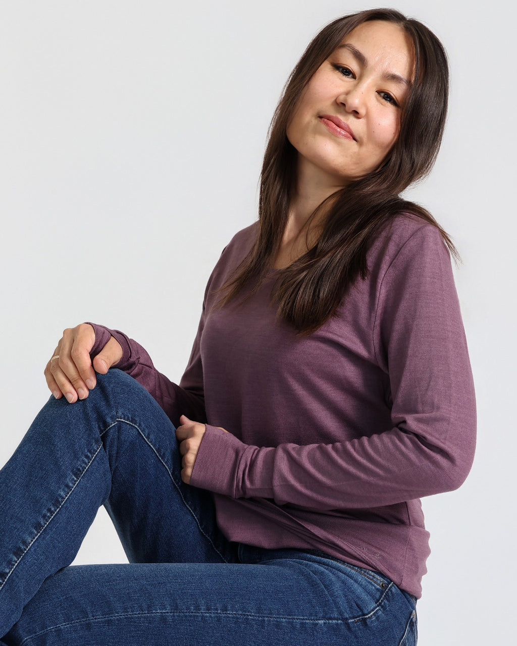 Women's Standard Long Sleeve - 100% Merino Wool, Plum