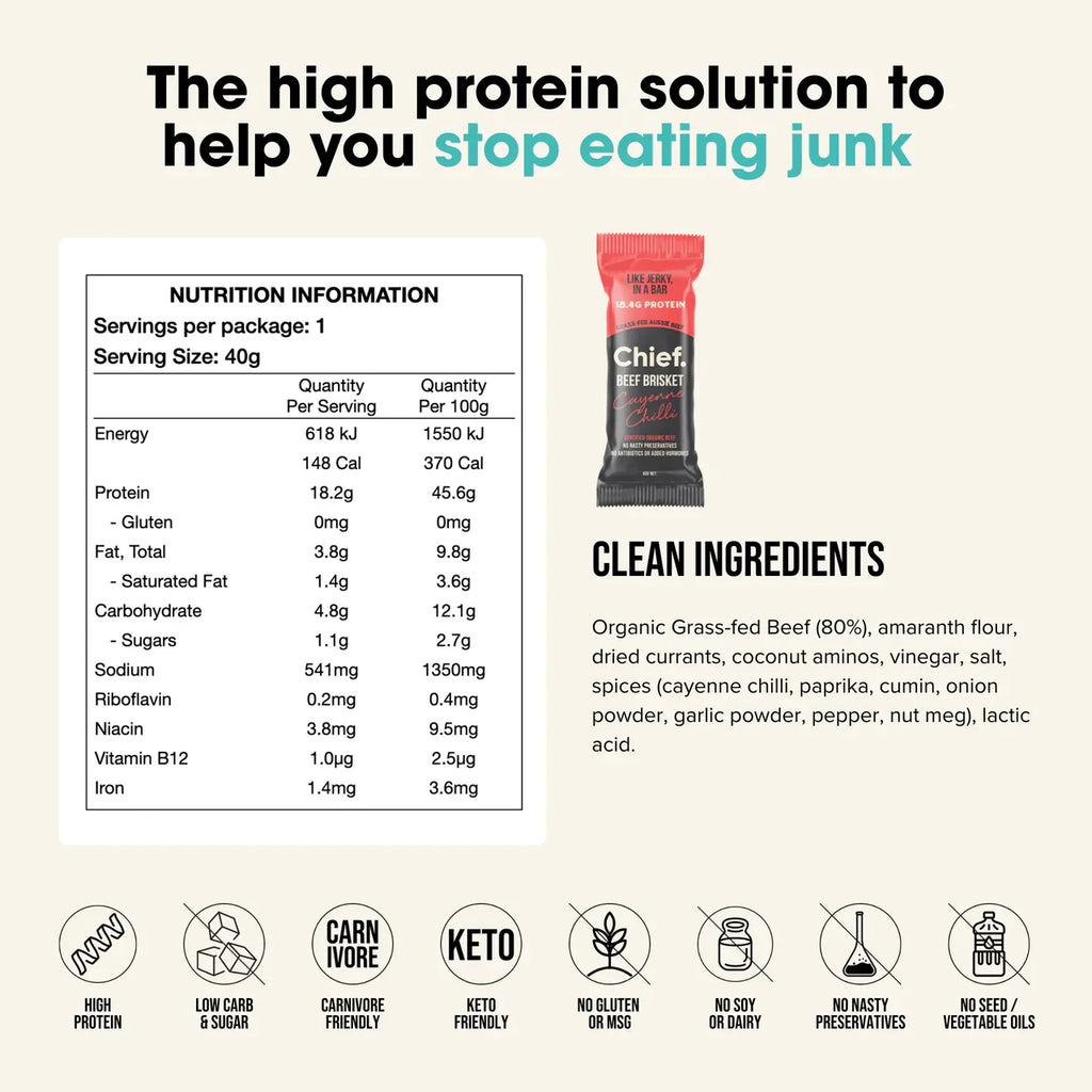 Organic Beef Bar | Cayenne Chilli