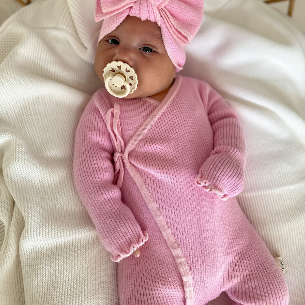 Basics ribbed knit onesie- Cherry Blossom - The Better Kiwi Co