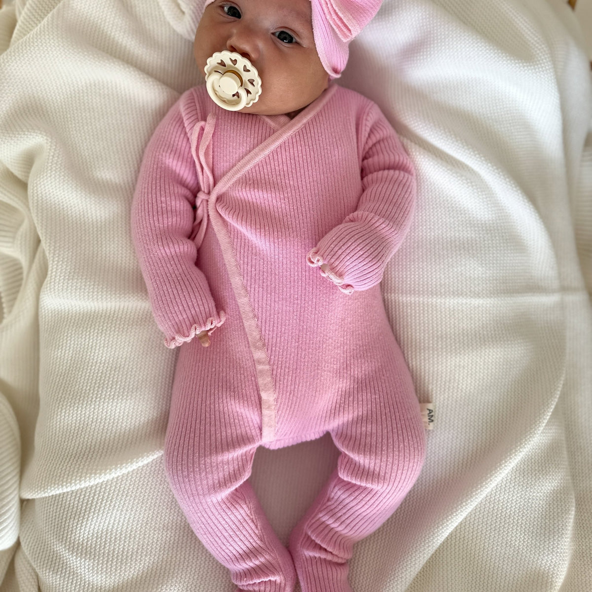 Basics ribbed knit onesie- Cherry Blossom - The Better Kiwi Co