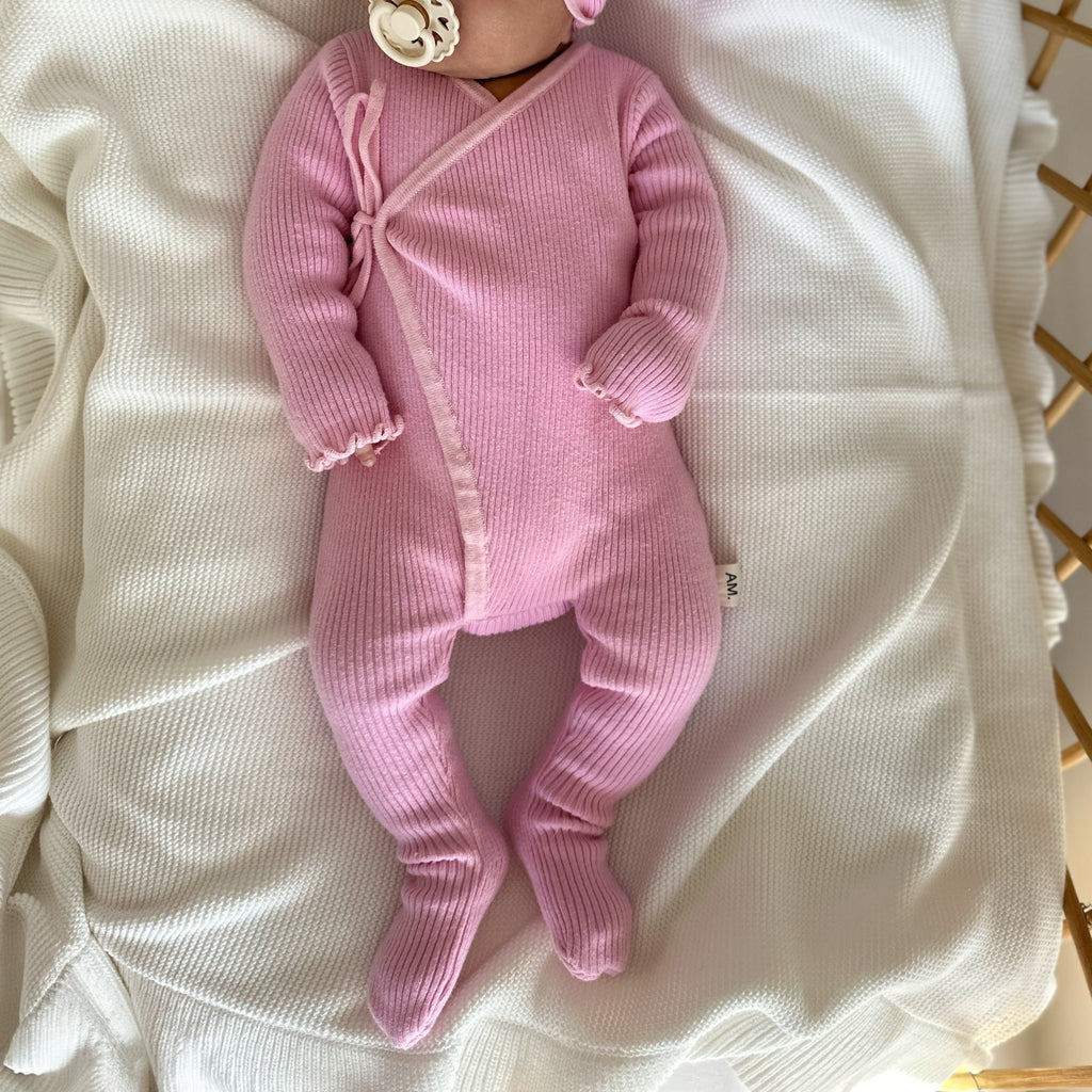 Basics ribbed knit onesie- Cherry Blossom - The Better Kiwi Co