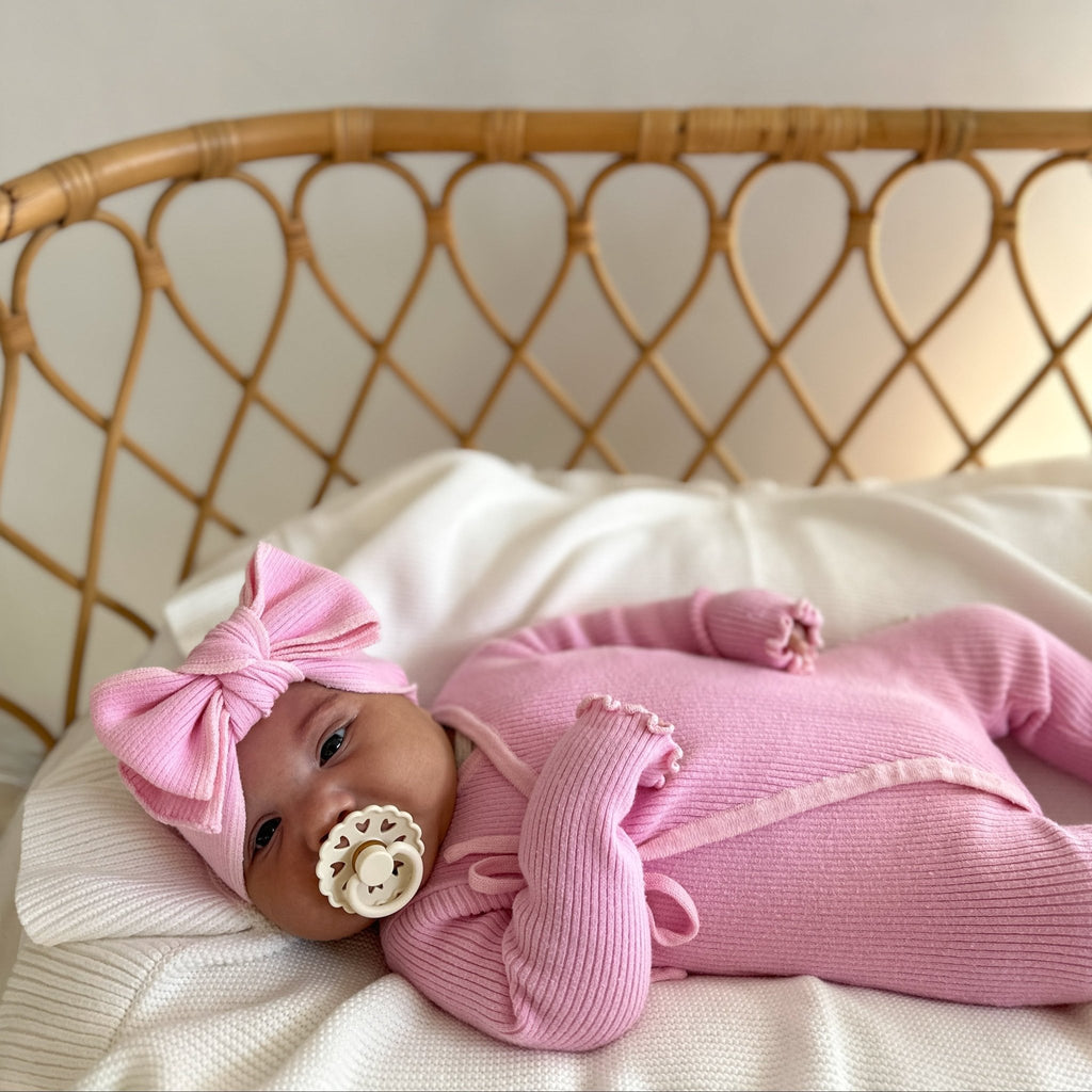 Basics ribbed knit onesie- Cherry Blossom - The Better Kiwi Co