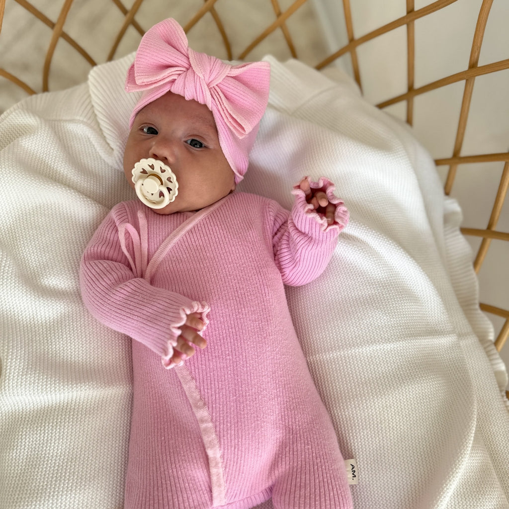 Basics ribbed knit onesie- Cherry Blossom - The Better Kiwi Co