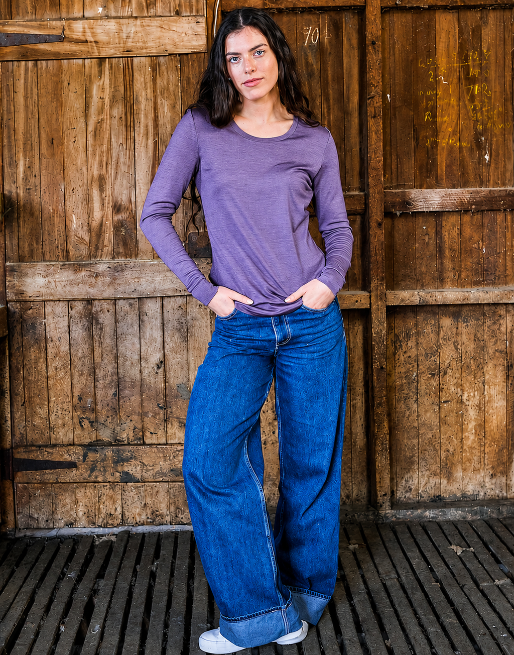 Women's Standard Long Sleeve - 100% Merino Wool, Plum