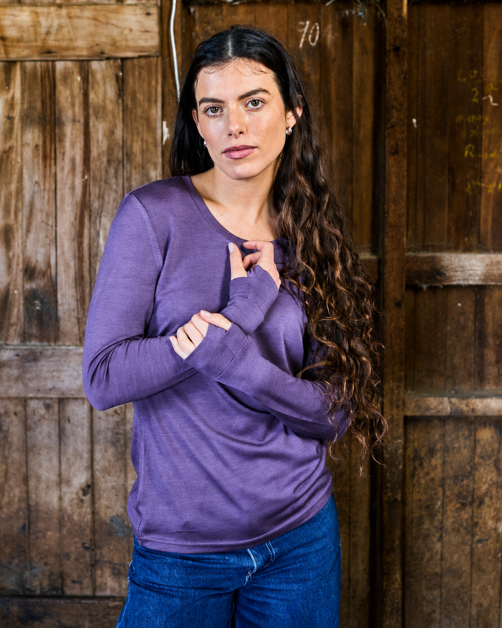 Women's Standard Long Sleeve - 100% Merino Wool, Plum