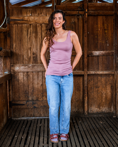 Women's Scoop Neck Tank Top - 100% Merino Wool, Rose