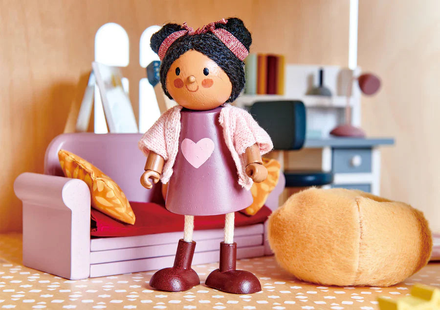 Ayana and Cat Wooden Doll – Tender Leaf Toys | Wooden Doll NZ