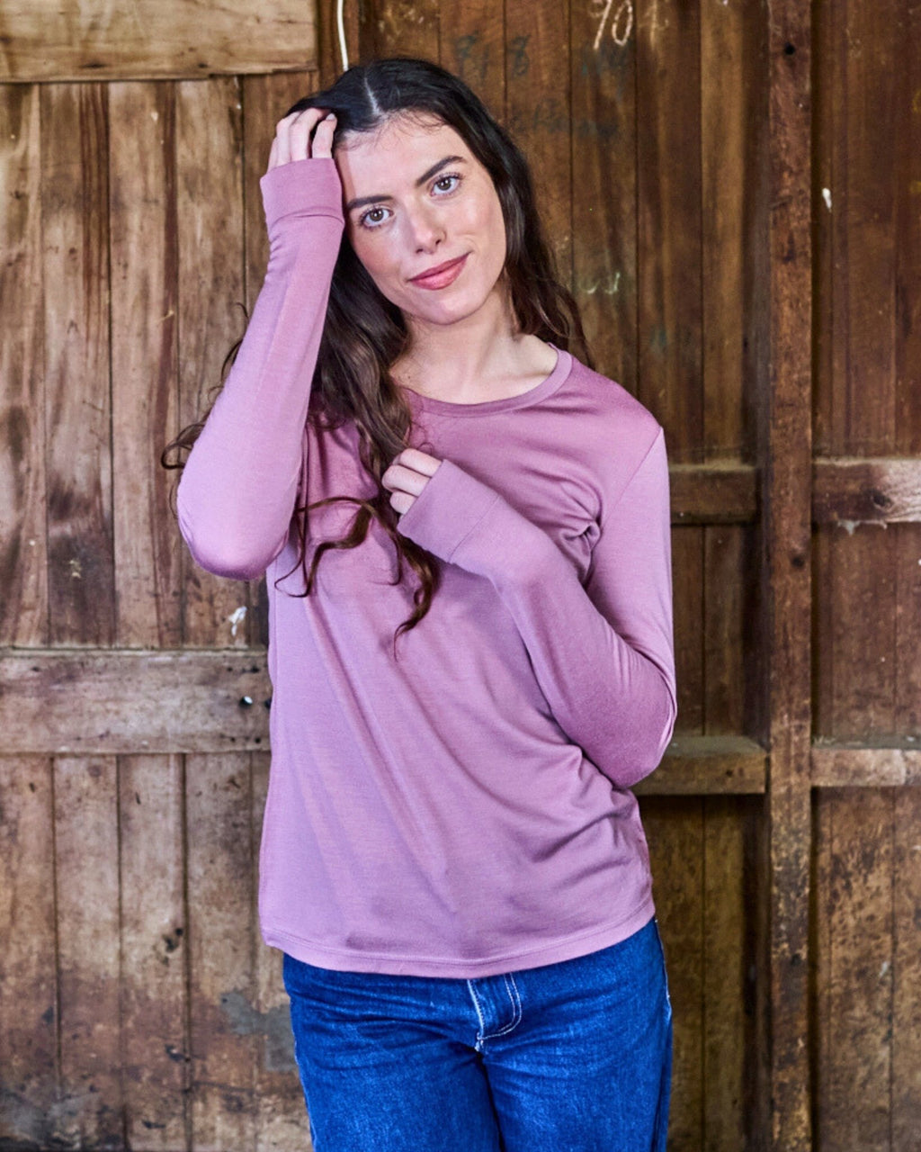 Women's Standard Long Sleeve - 100% Merino Wool, Rose - The Better Kiwi Co