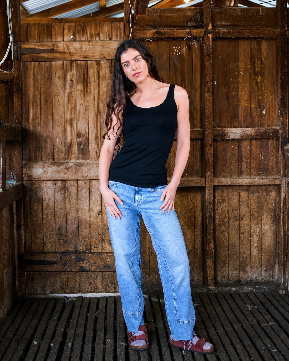 Women's Scoop Neck Tank Top - 100% Merino Wool, Black