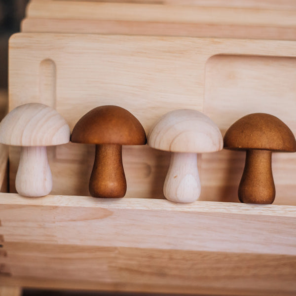 Wooden Mushroom 10pc Sorting Set - QToys | Wooden Toys NZ