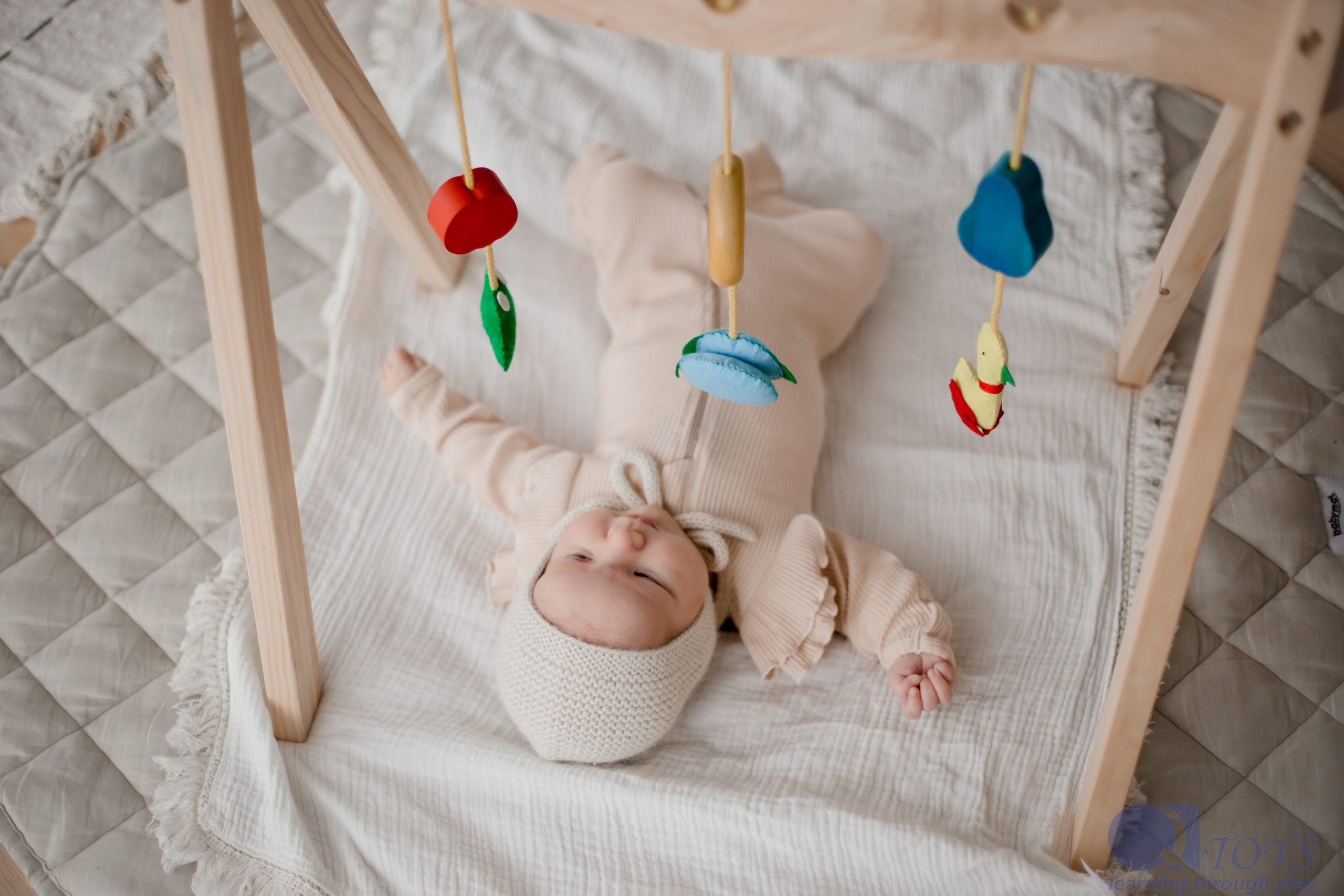 Wooden Baby Play Gym - QToys | Wooden Baby Toy NZ
